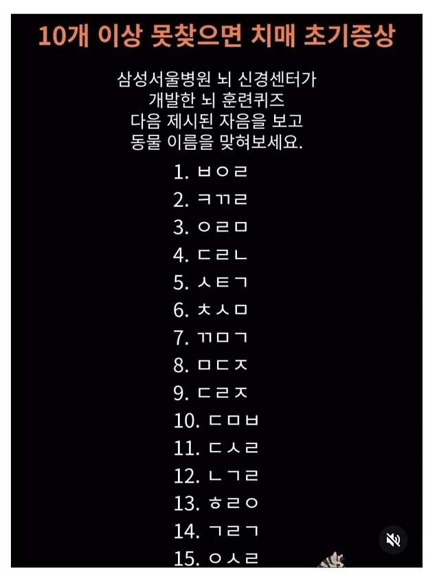 10개 이상 못 찾으면 치매 초기