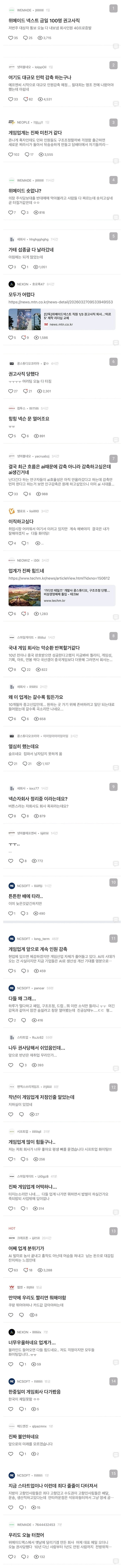 최근 구조조정이 심각해진 업계